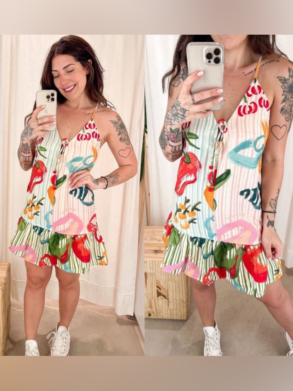 FARM Rio Colorful Printed Ruffle Mini Dress XL